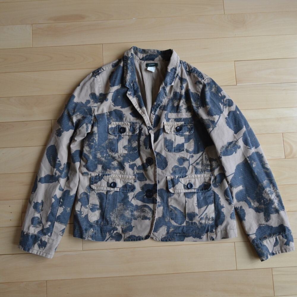 J Crew Field Utility Jacket Size Small Tan Black Camo